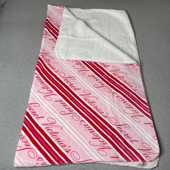 Victoria's Secret 60” x 50” Stripe Script Logo Cozy-Plush Blanket - Picture 7 of 11